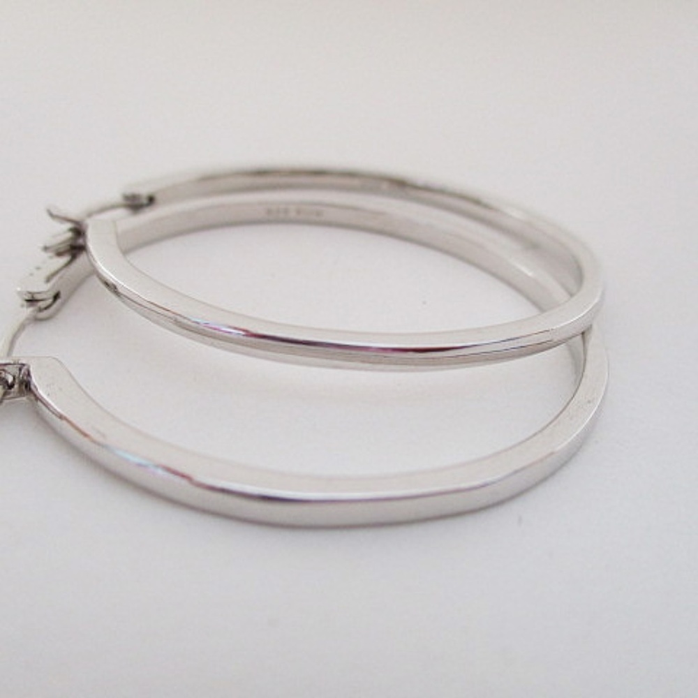 Macy's Diamonds Out Sterling Silver Hoops - Picture 5 of 6